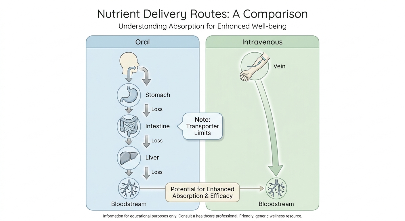 Diagram: Two routes a nutrient can take to reach the bloodstream