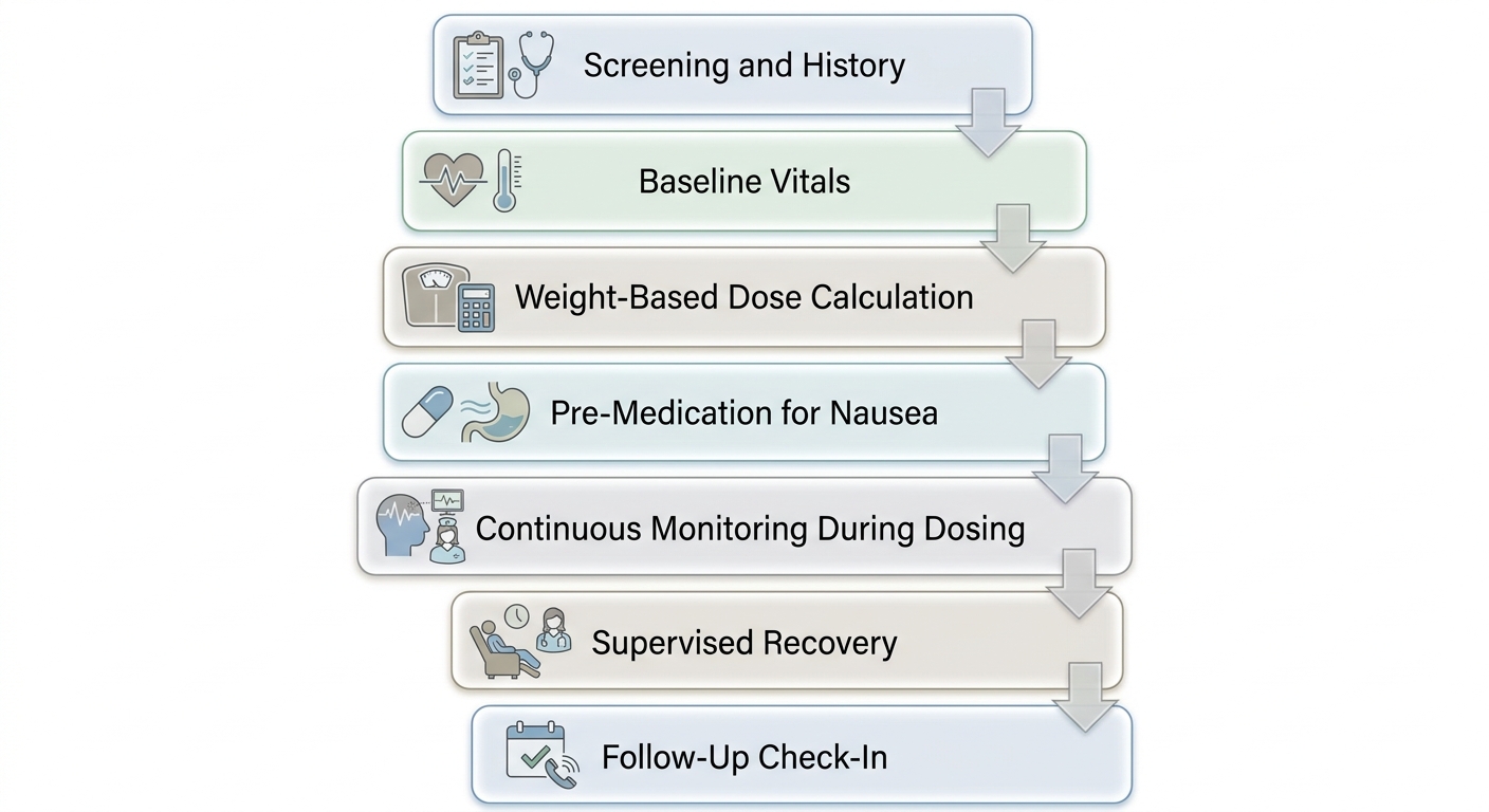 Diagram: The clinical workflow that keeps ketamine side effects manageable