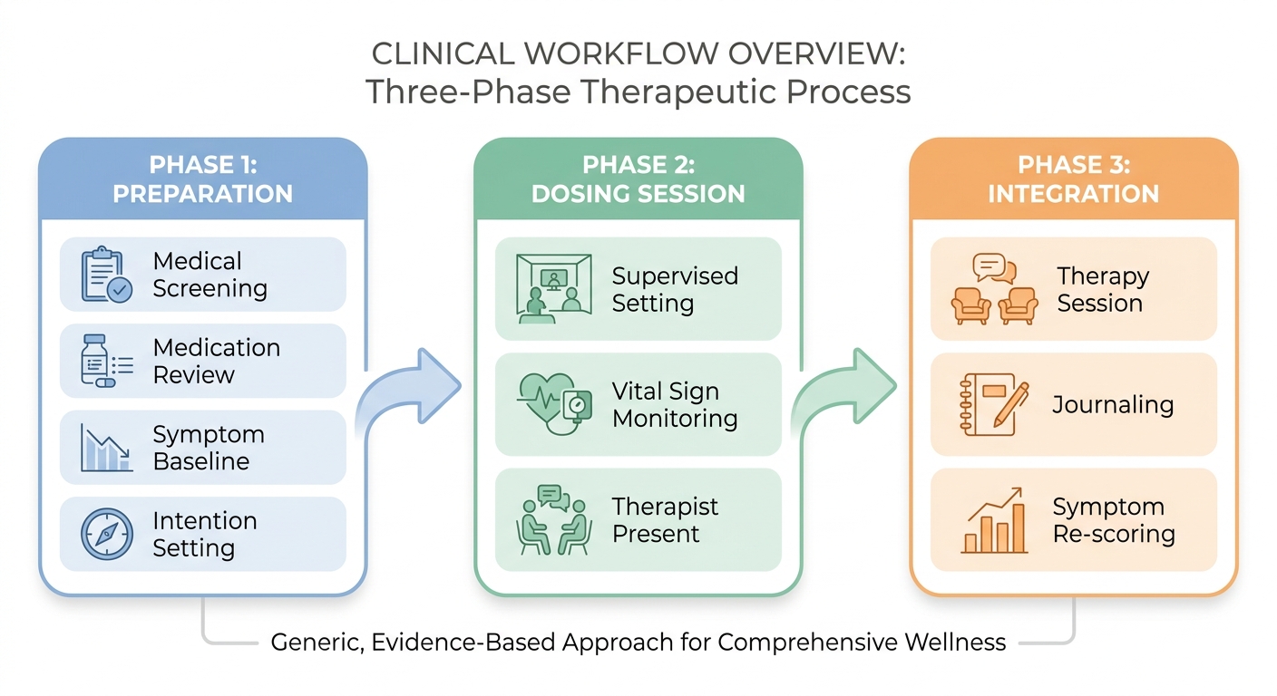 Diagram: The three phases of ketamine-assisted psychotherapy