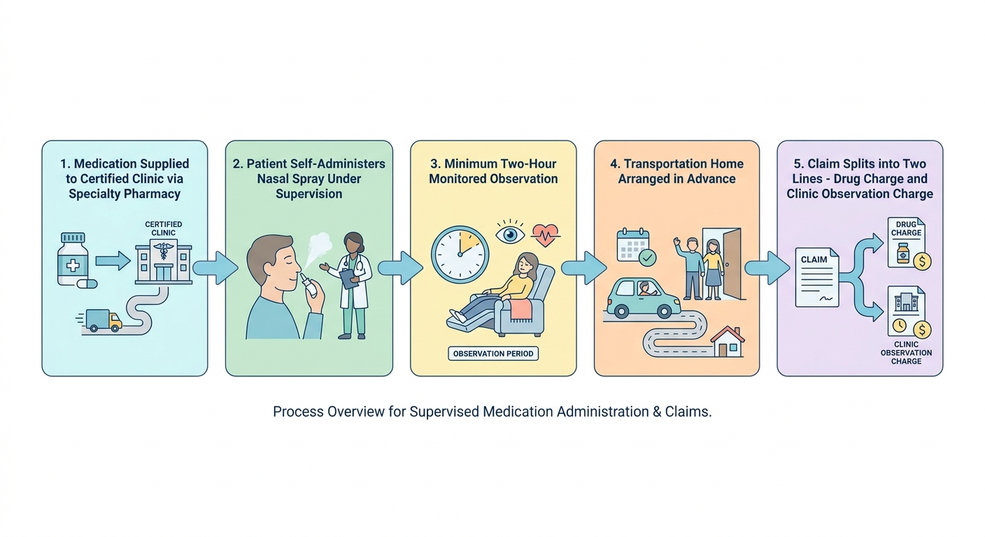 Diagram: How one esketamine visit becomes two billing lines